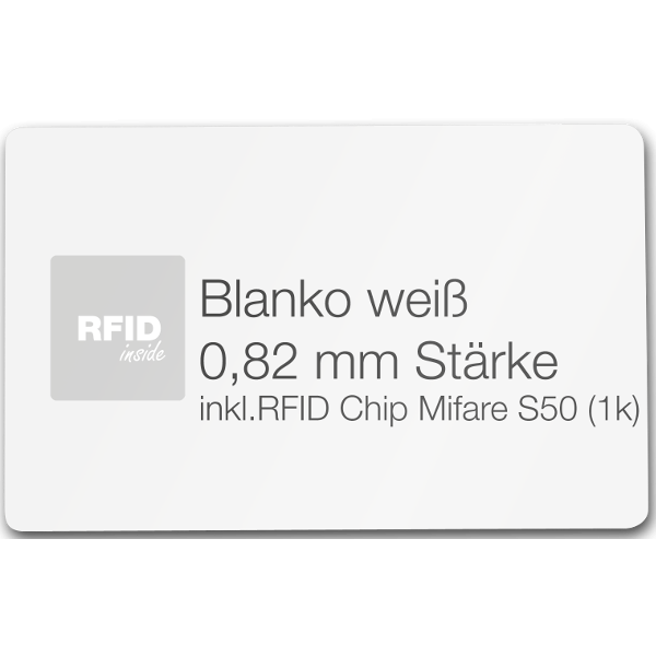 Blanko Chipkarten, RFID, weiß, Mifare S50