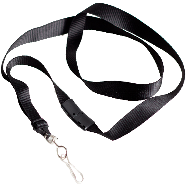 Lanyard Classic flach mit Metalldrehhaken, schwarz