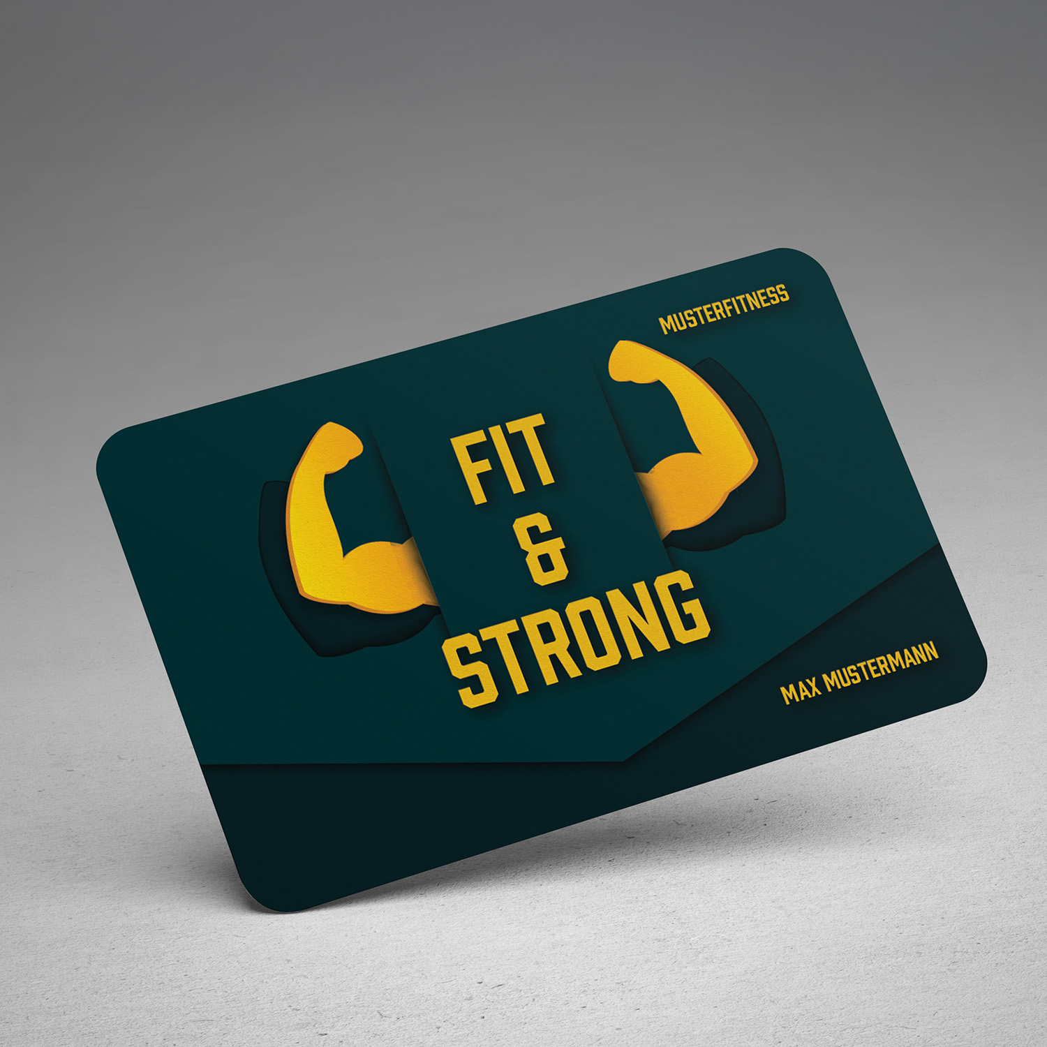 Beispiel-Mitgliedskarte Fitnessstudio Fit & Strong mit personalisierten Daten