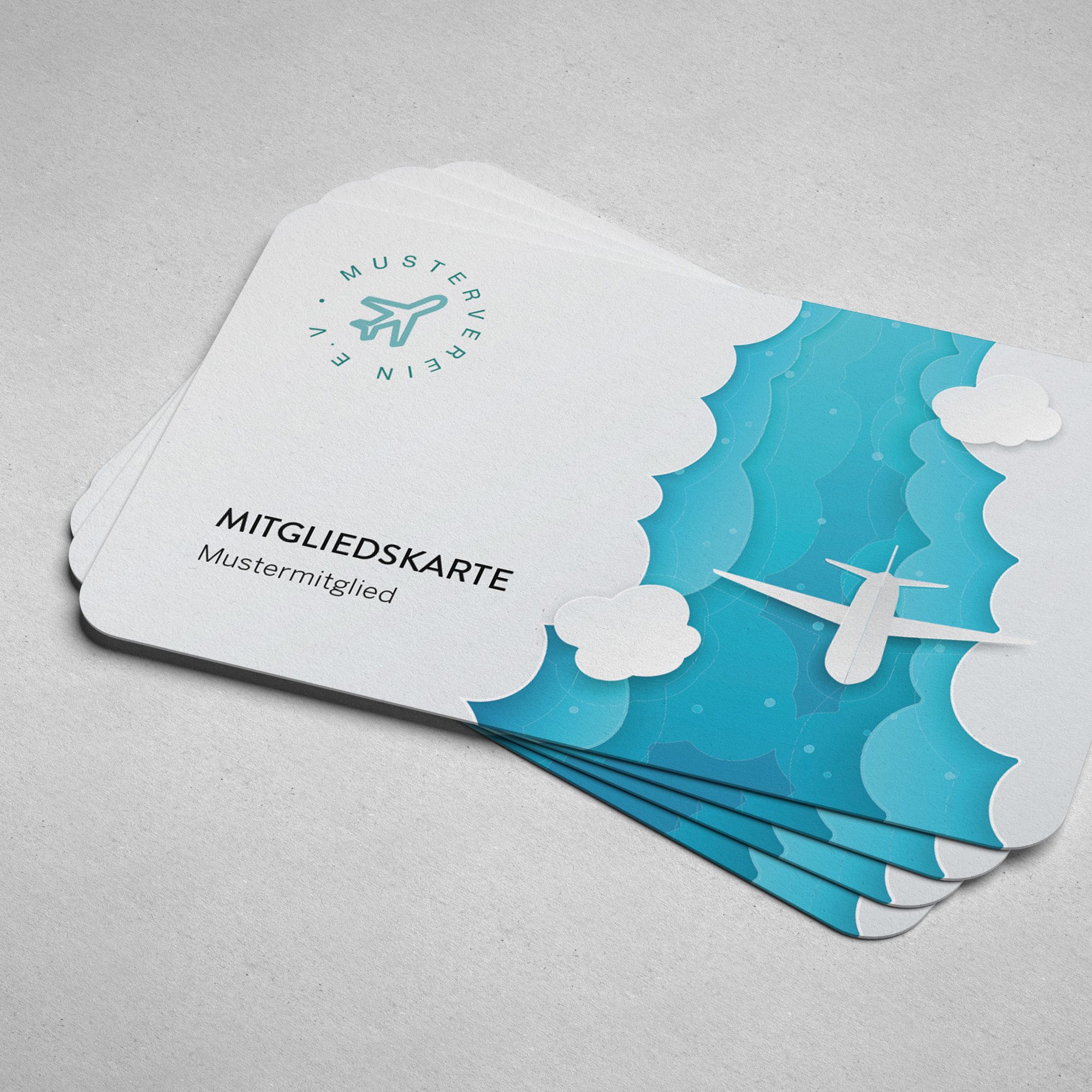 Personalisierte Vereinsmitgliedskarte mit Luftfahrtmotiv